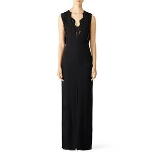 Raoul Lana Scallop Black Lace Overlay Maxi Dress Size 2